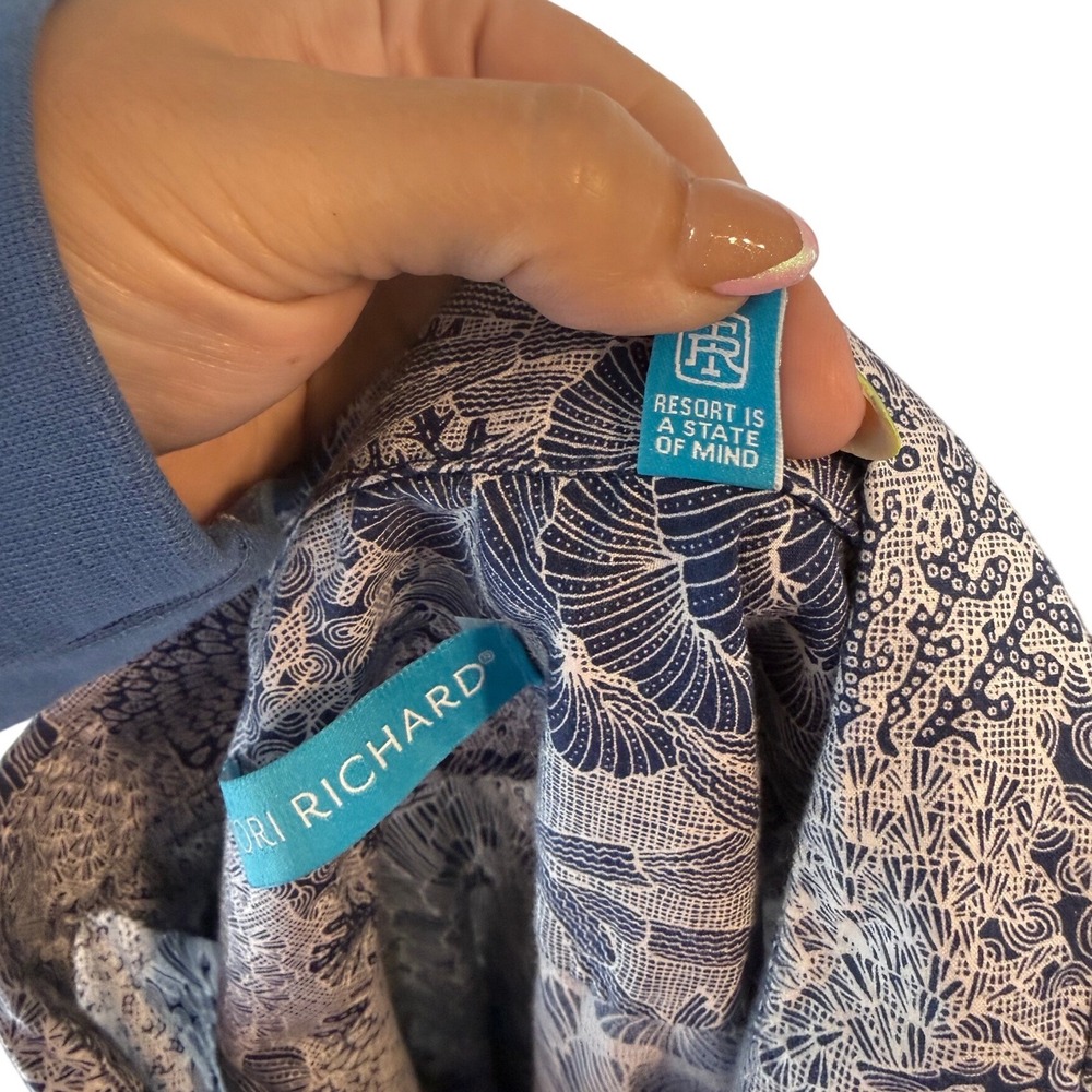 Tori Richard Mens 2XL Blue Coral Print Short Sleeve Button Up Shirt Hawaii Made - Picture 8 of 14